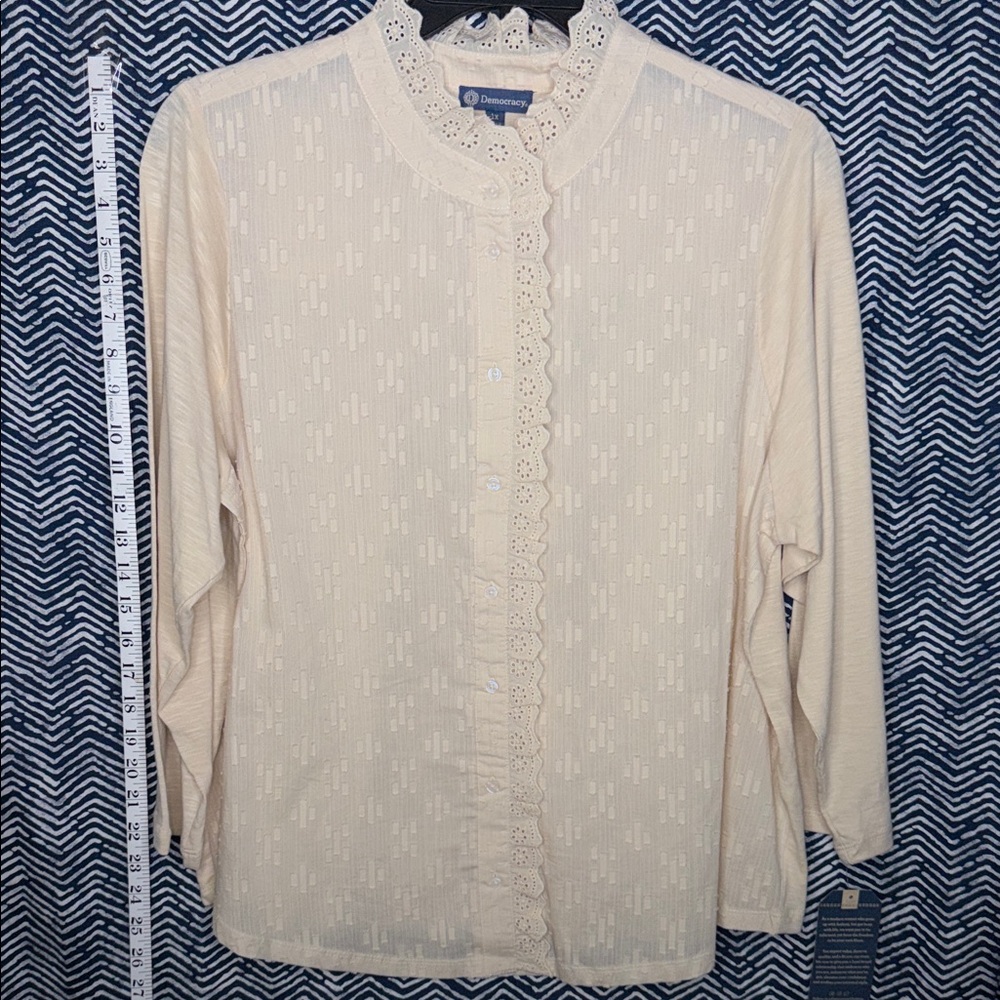 Democracy Cream Lace Button-Down Shirt